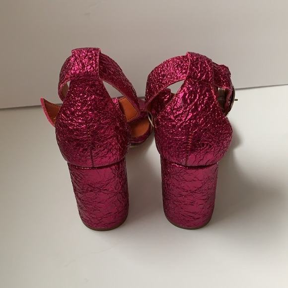 Bagatt Pink Metallic Leather T-Strap Sandals 38 - Picture 8 of 11